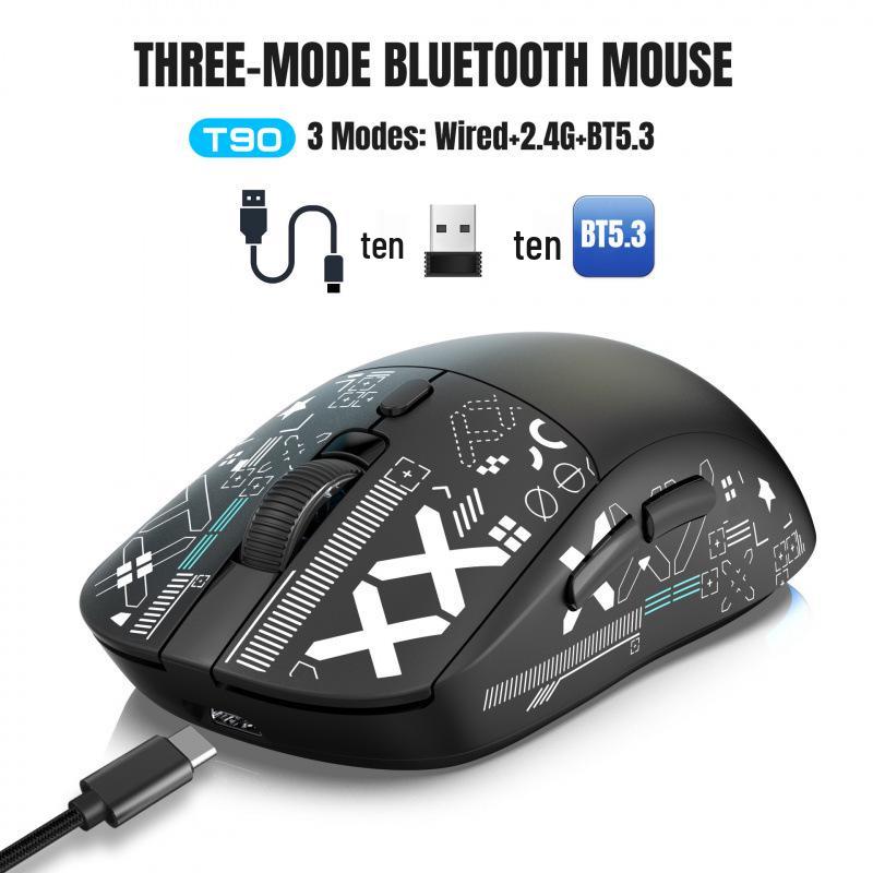 RGB Беспроводная игровая мышь с тремя режимами, 2,4G Bluetooth/Проводная, 650 мАч