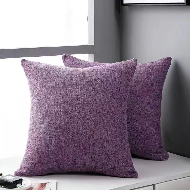 Modern Simple Style Linen Pillow Pure Color Elegant Office Bedside Cushion Cover Fabric Back Sofa