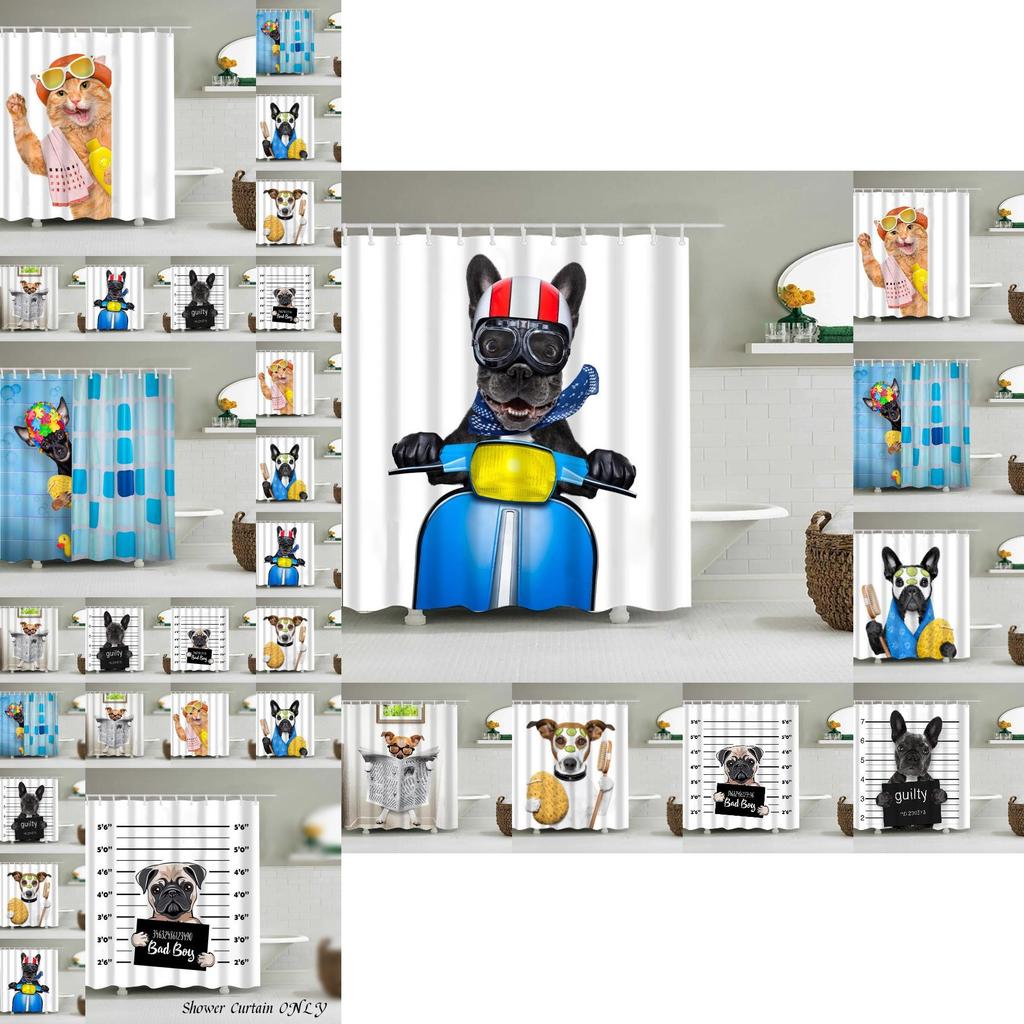 Милая шторка для душа с животными для собак и кошек, водонепроницаемая и прочная