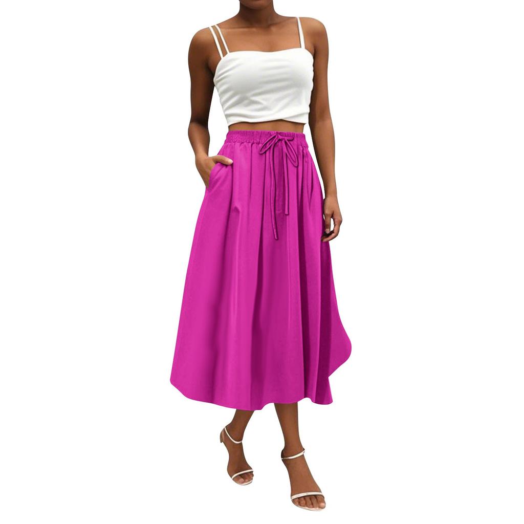 Women's Skirt Bohemian Skirt Solid Color Casual Skirt With Pockets