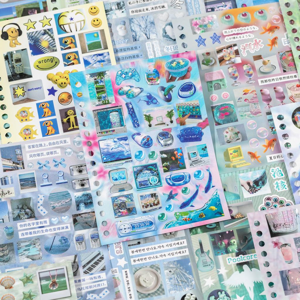30pcs/book Cut Film Coil Sticker Book Y2K DIY Photo Frame Scrapbook Notebook Handbook Material Decoration Stickers Stationery