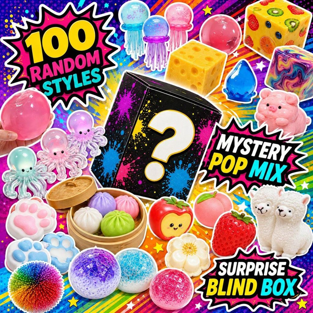 1pc Squishy Toy Party Favors, Soft Rubber Stress Relief Fidget, Random Cute Collectible Gift for Kids Adults, Office Desk Decor Birthday Carnival