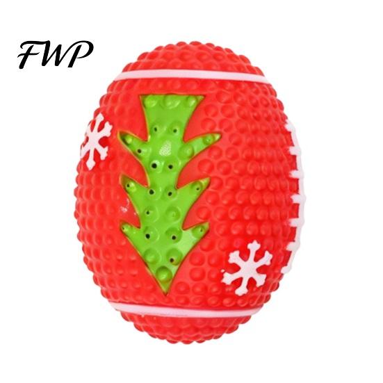 Non-Toxic Dog Chew Toys Christmas Squeaky Toys, Teeth Cleaning Interactive Pet Holiday Themed Balls with Candy Cane Wreath Shapes for Puppy