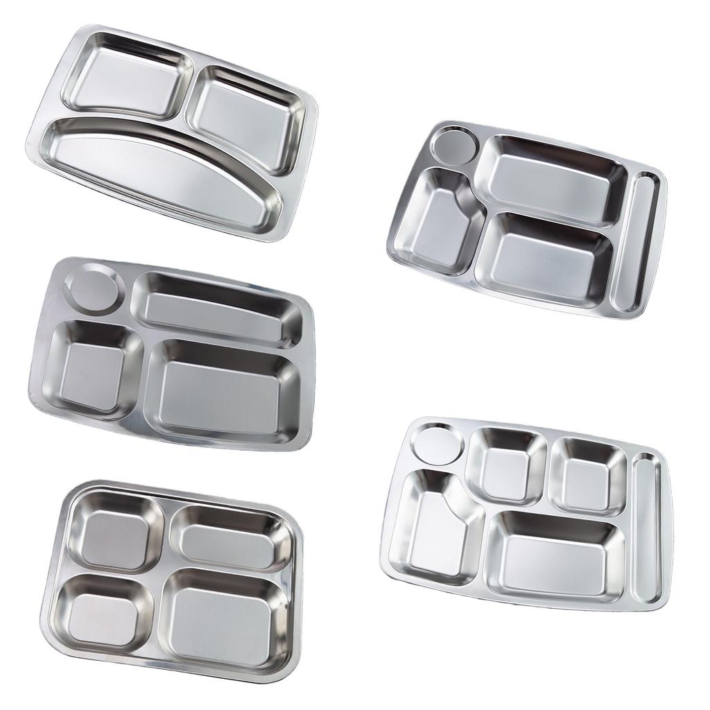 Convenient 304Stainless Steel Tray Divided Plate Compartment Tray Divided Dinner Tray Perfect for Adults and Kids