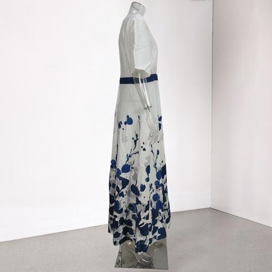 Женское платье макси с цветочным принтом в стиле бохо, повседневное платье миди с коротким рукавом и V-образным вырезом, женское летнее пляжное длинное платье А-силуэта