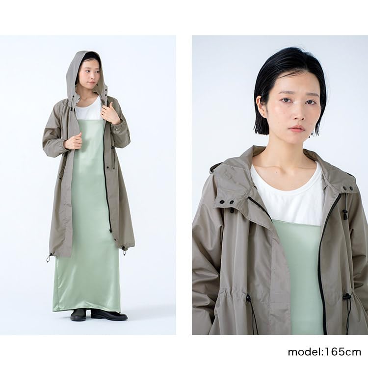 Raincoat Olive Green Casual Design for Everyday Use Water Repellent Stays Dry Storage Pouch Included Stylish Cute Women [World Party] [Long Mods]