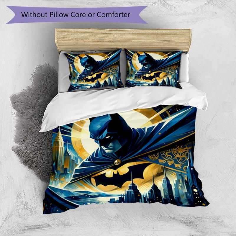 3pcs Duvet Cover Set (1*Duvet Cover + 2*Pillowcase, Without Core),Superheroes Print Bedding Set, Bedroom Decor, All‑Season, Birthday Gift