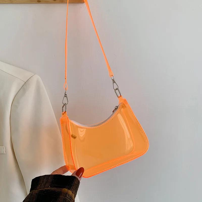 Прозрачная винтажная сумка через плечо для женщин, модная мини-сумка через плечо из ПВХ-желе, сумка через плечо