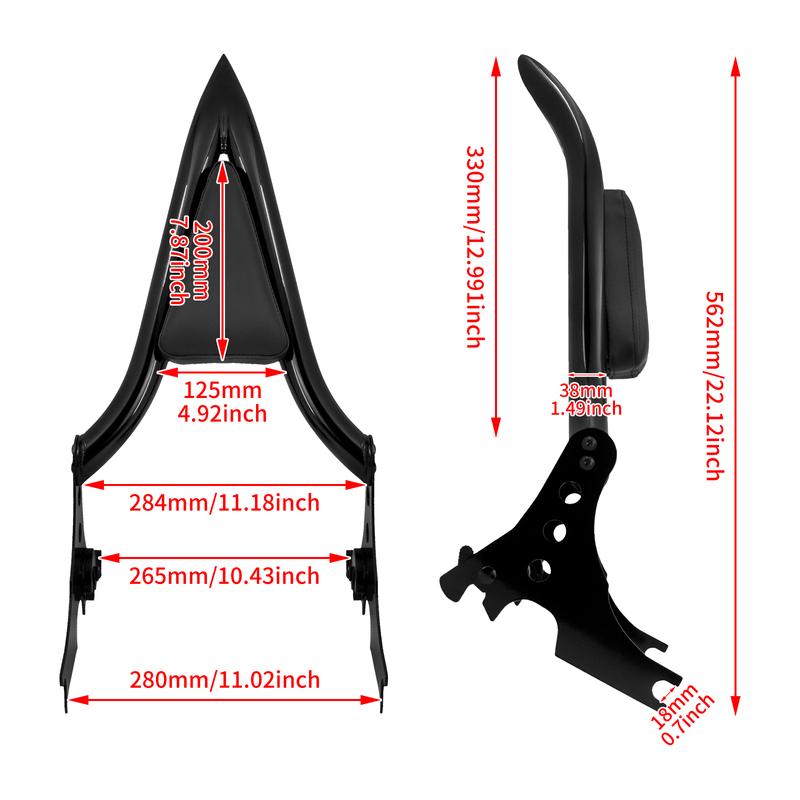 Motorcycle Passenger Backrest Detachable Rear Sissy Bar For Harley Sportster XL 1200 883 Iron 883 Forty Eight Super Low 2004-22