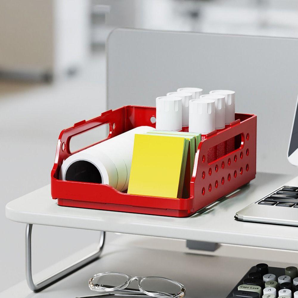 Plastic Storage Box Perforated Board Desktop Bookshelf Toy Container Foldable Storage Baskets  Home