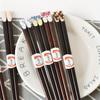 1 Pairs Japanese Flower Pattern Pointed Chopsticks Smooth Wax-free Wood Polka Dot Chopsticks Chinese Family Restaurant Banquet Use Serving Chopsticks