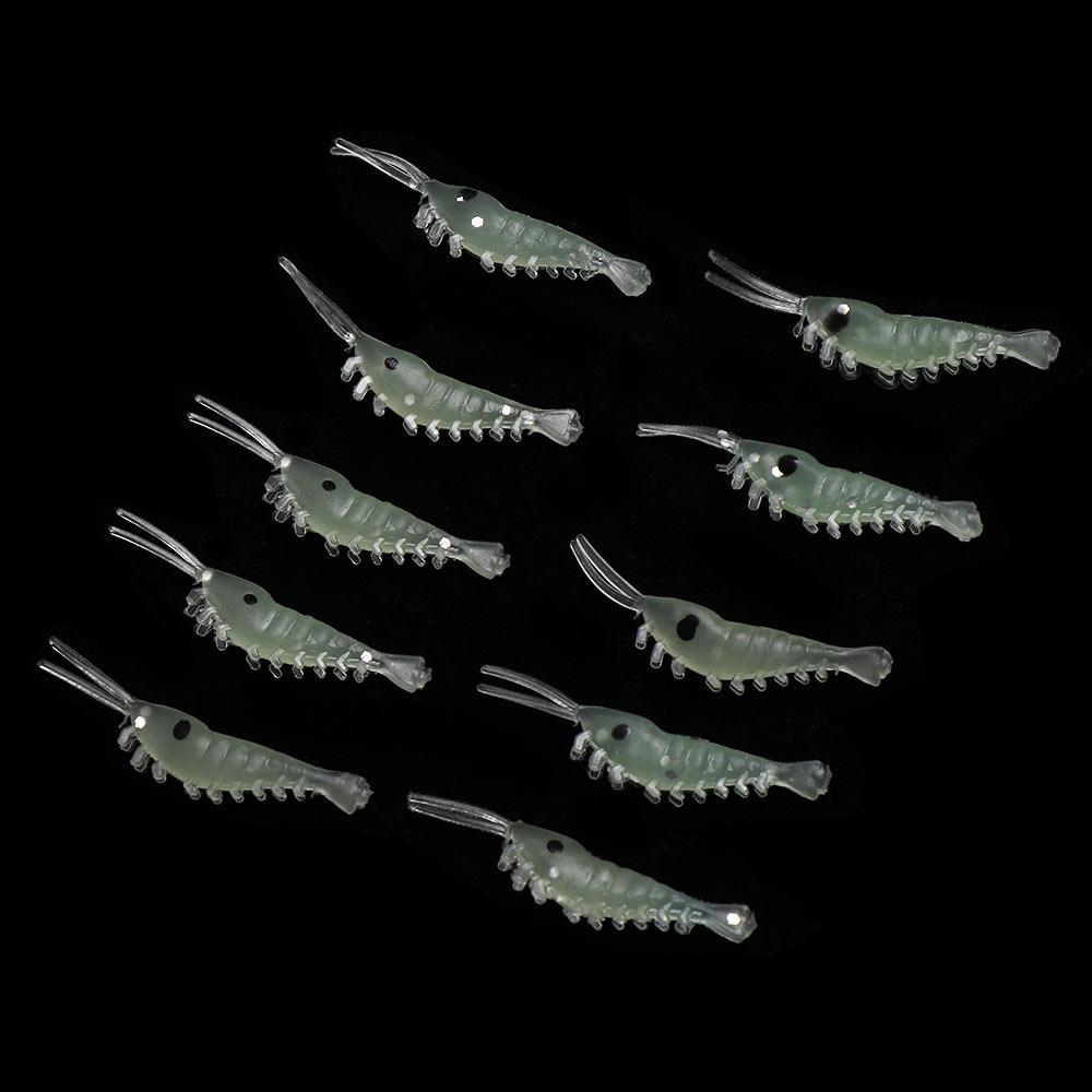 Creative Biomimetic Hook Worm Silicone Sea Fishing Shrimp Fake Bait Luminous Shrimp Fishing Lures