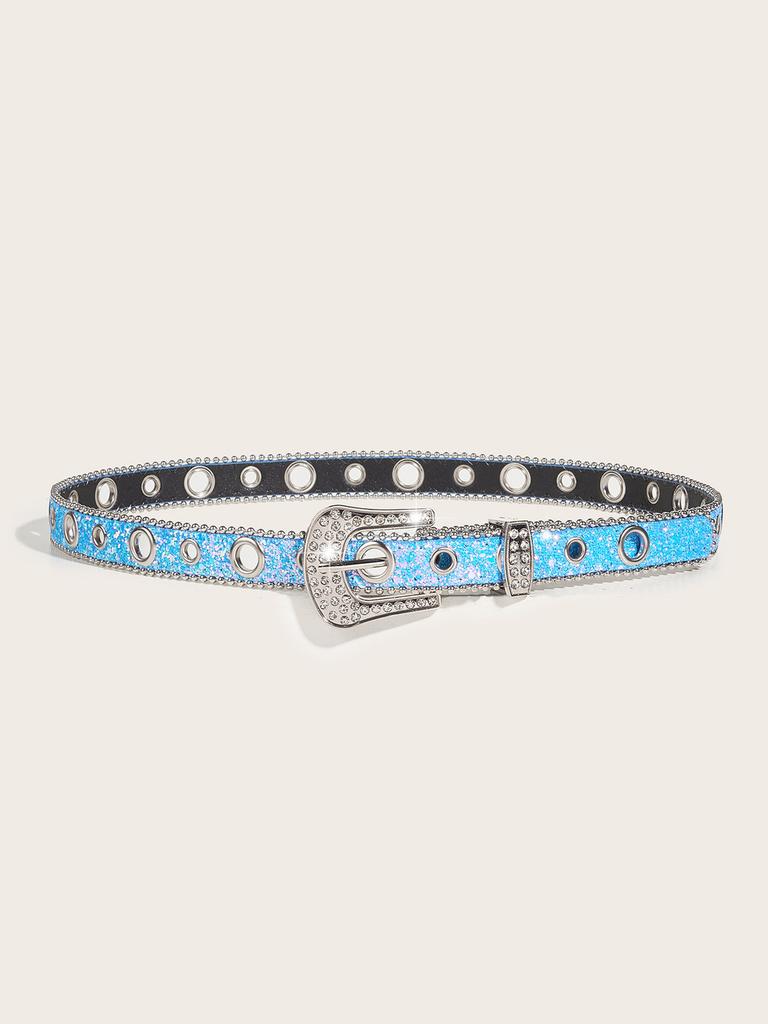 Belt Blue Rhinestone Decorated Sparkling Diamond Sequins Versatile Women For