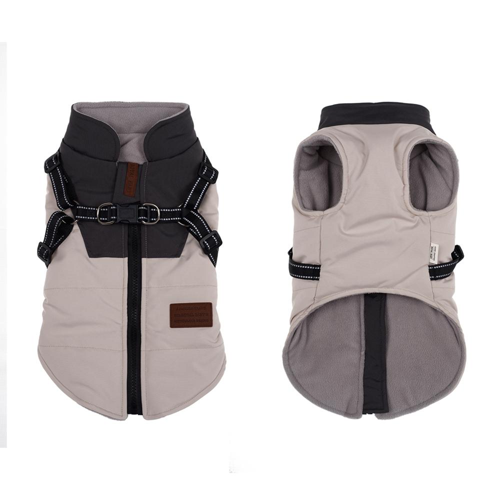 Водонепроницаемая куртка для домашних собак со шлейкой, зимняя теплая одежда для собак, пальто для больших собак, лабрадоров, чихуахуа, французских бульдогов, йорков