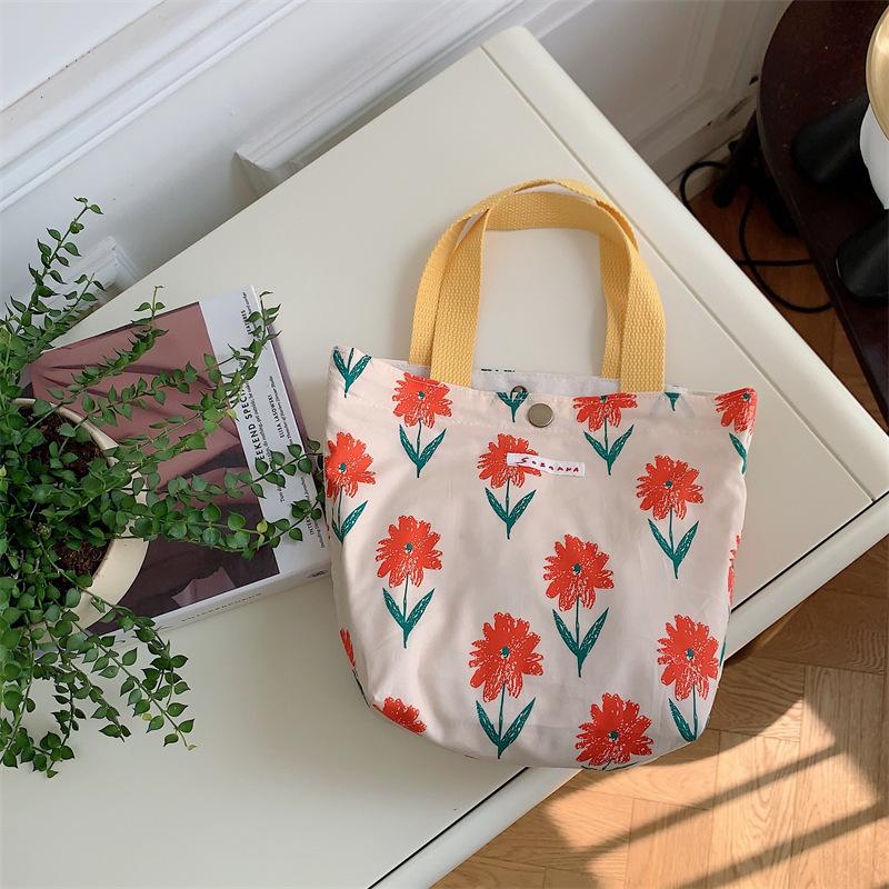 Холщовая сумка со свежими цветами Ланч-бокс Сумка Bento Мамочка переносная сумка для покупок Маленькая сумка
