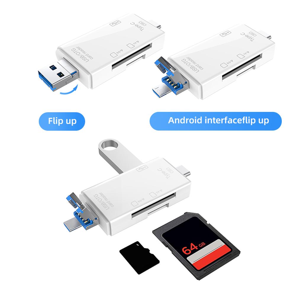 OTG SD TF Card Reader Высокоскоростная передача Type-C USB 2.0 Адаптер для карт памяти Micro USB Plug and Play Для ноутбука Поддержка 512 ГБ