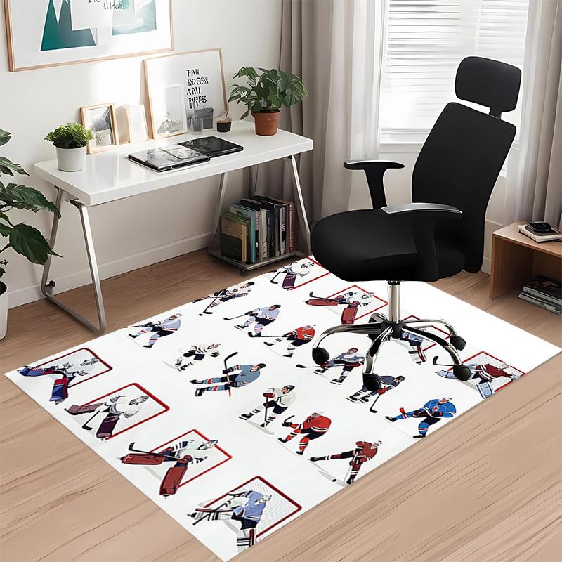 ice hockey Printed Carpet, for Office Chair Living Room Bedroom Kitchen Room Decor Gifts.