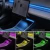 Для Tesla Model 3 Y 64 цвета RGB Неоновая светодиодная подсветка центральной консоли, приборной панели, беспроводной зарядки, окружающая подсветка, питание от USB, управление через приложение