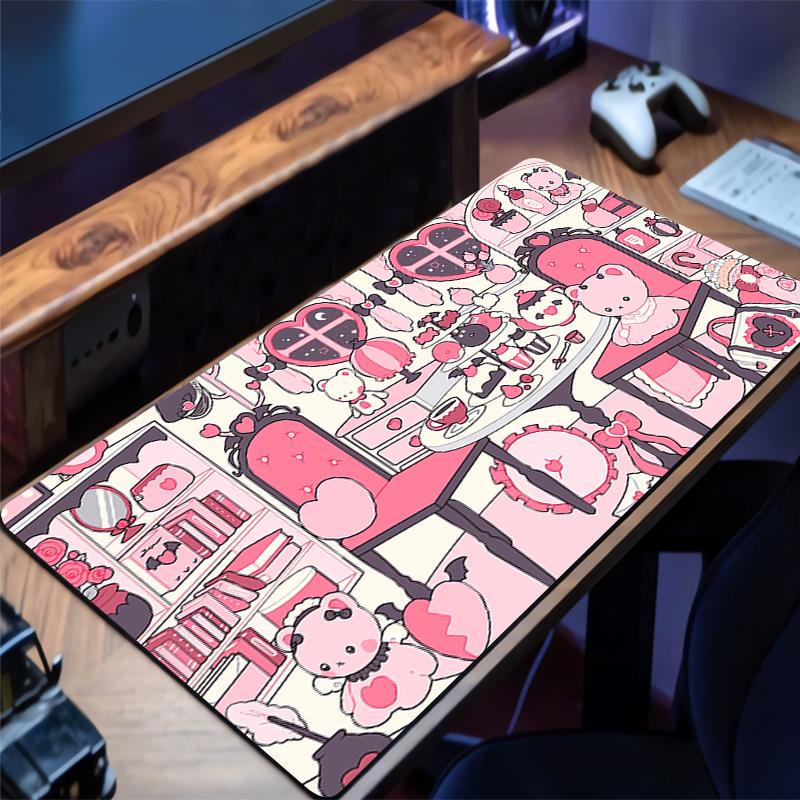 Mouse Pads Cute Computer Mausepad Laptop Pink Desk Mat Kawaii Cushion Office Pc Accessories Anime Semyon Room Rug Keyboard Pad