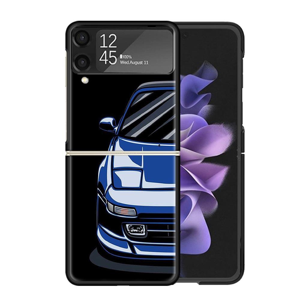 JDM Tokyo Drift Sports Car Male Men Clear Phone Case For Samsung Z Flip 7 6 5 4 3 Galaxy ZFlip7 ZFlip6 ZFlip5 ZFlip4 ZFlip3 5G P