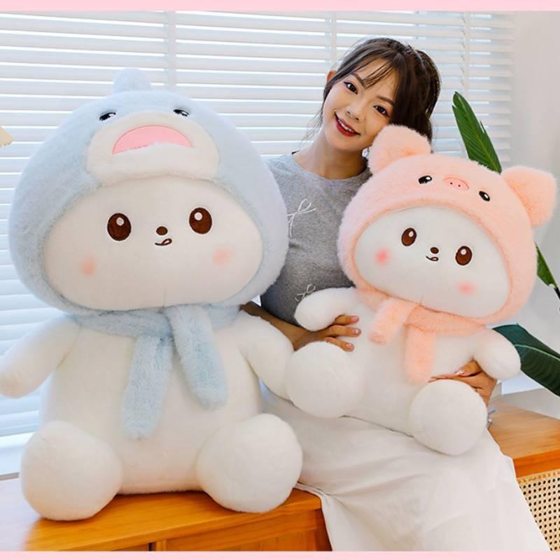 Adorable Shark Scarf Transforming Plush Toy Cute Cartoon Cat Doll For Kids