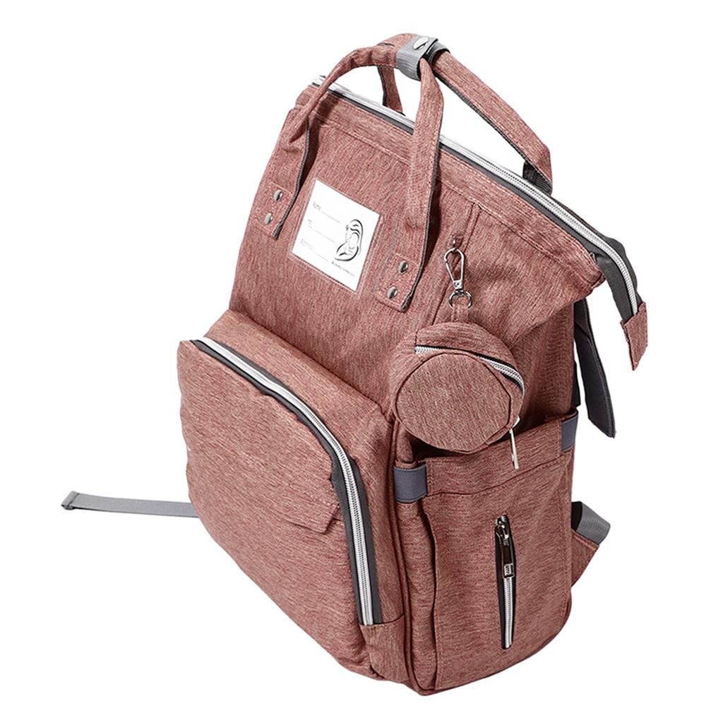 Diaper Backpack Large Capacity Waterproof Multi Pockets Travel Mummy Bag for Outdoor Pink Oxford Cloth