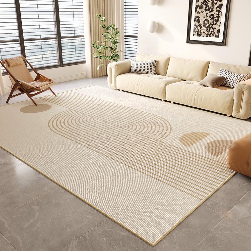 Кремовый Ветер Ковер Гостиная Несмываемый Моющийся Песок Вытираемый Кофейный Столик Грязеотталкивающий Нескользящий Коврик Спальня Прикроватный Легкий в Уходе Напольный Коврик