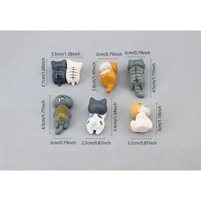 НОВЫЙ набор из 6 фигурок мультяшных счастливых кошек из ПВХ для приборной панели автомобиля, цветочных горшков и декора кромки экрана, миниатюры в подарок