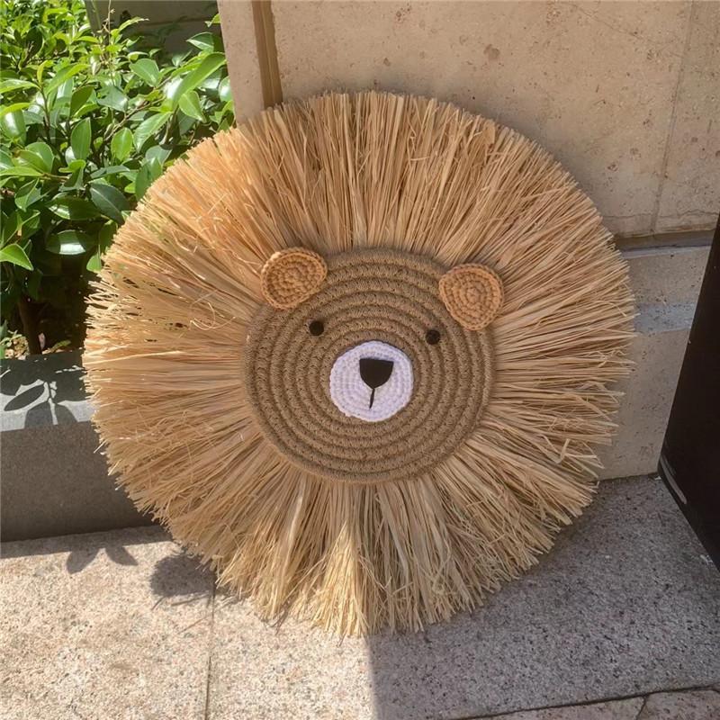 Скандинавская ручная работа, рафия, трава, голова животного, украшение на стену для детской комнаты, дома, спальни, гостиной, Ins Style