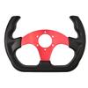 TIYPEOR 330mm Auto Racing Steering Wheel Flat Black Leather 6 Bolts Universal Sports Steering Wheel With Red Spoke