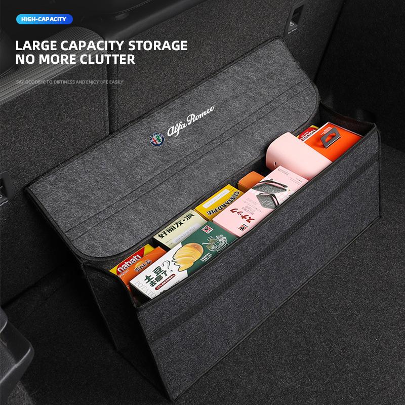 Car Trunk Storage Box Large Capacity Tool Organiser Bag Auto Goods Accessories For Alfa Romeo Stelvio Giulia 159 Giulietta