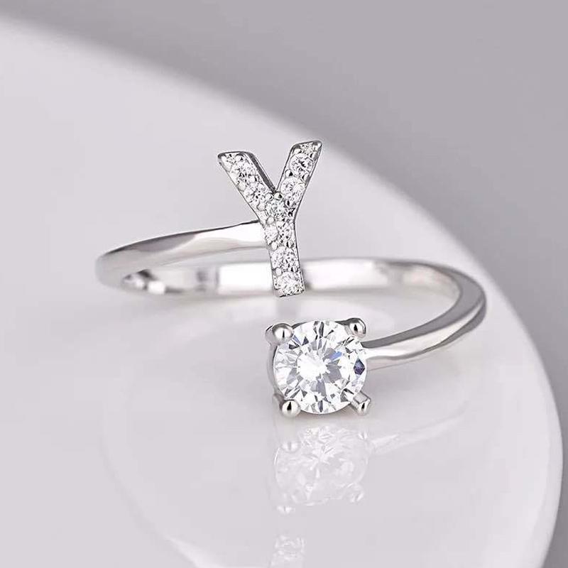 Женское регулируемое повседневное кольцо с буквой AZ, инициалом имени, модное, со стразами, для пары, элегантное, новое, складывающееся кольцо