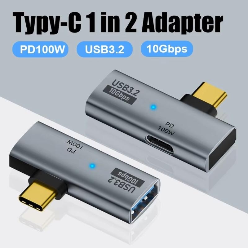 2 шт. PD100W Type C разветвитель 1 на 2 Адаптер подключения Наслаждайтесь быстрой зарядкой и передачей данных для офиса, дома, на каждый день