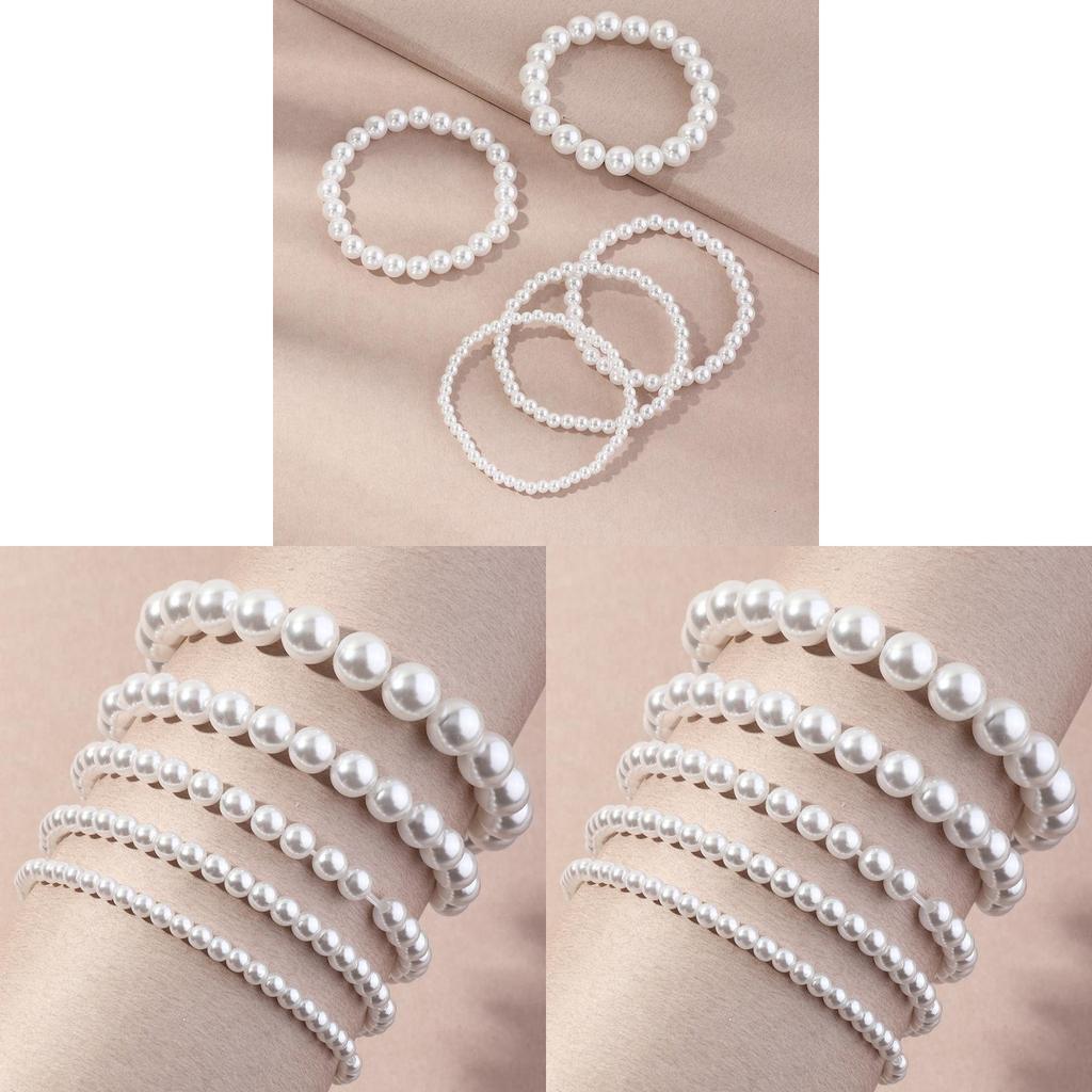 Fashion Pearl Bracelet For Women With Multilayer Elastic Line Hand Chain Gift For Travel Souvenir