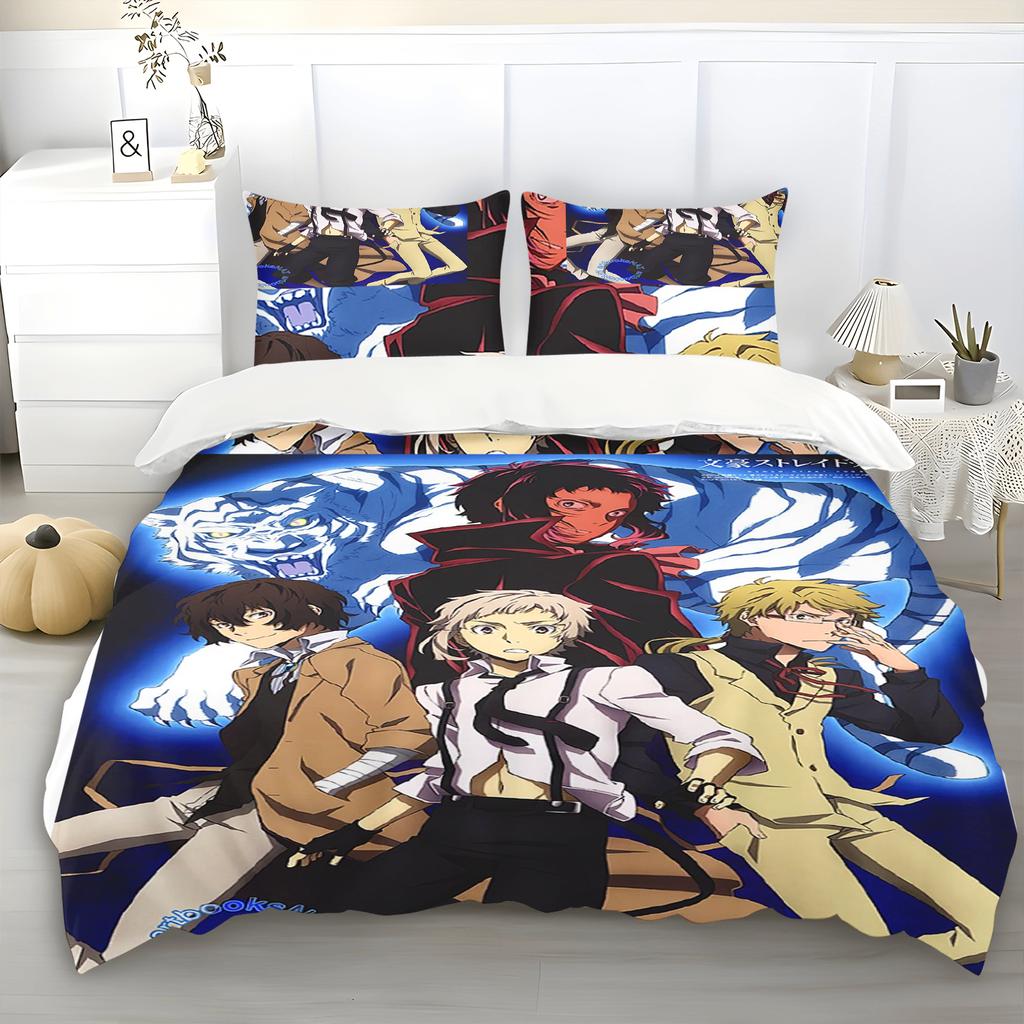 Bungo Stray Dogs Home Bedding Set Duvet Cover Comforter Sets 3-Piece Set 1 Quilt Cover Suitable For Children And Adults