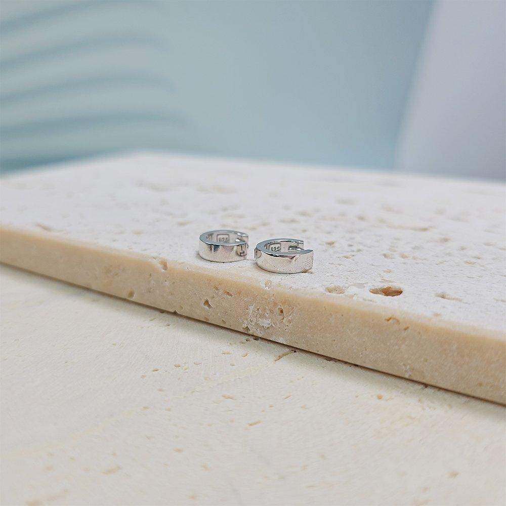 Silver Basic One-Touch Ring Earrings