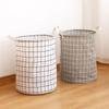 Cotton Linen Plaid Foldable Laundry Hamper & Multifunctional Storage Basket
