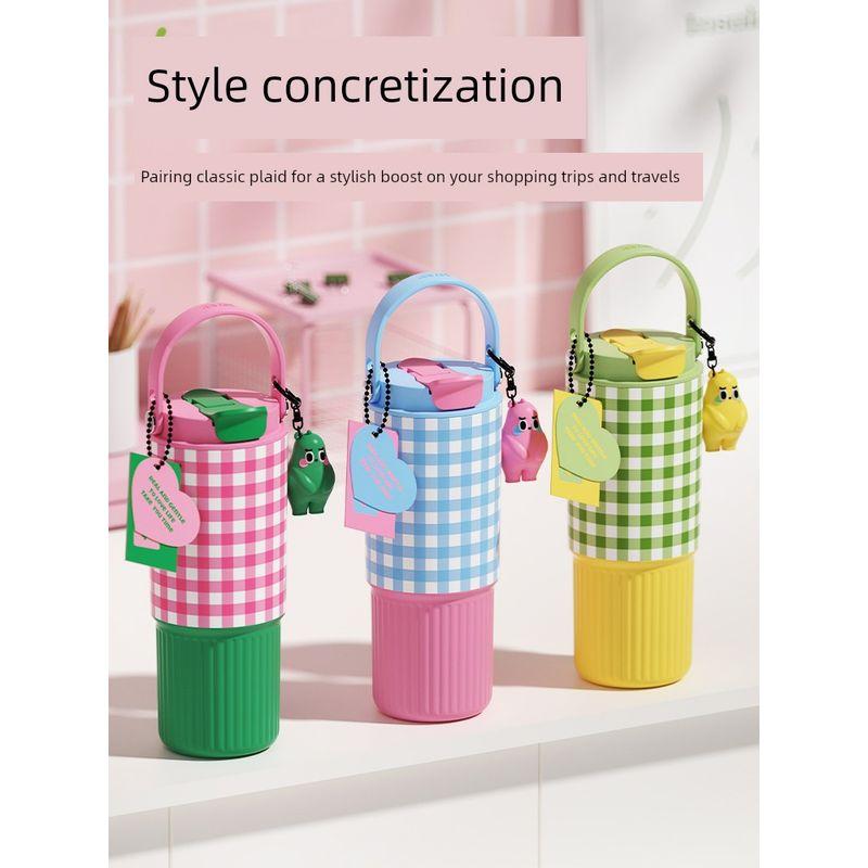 Large Capacity Thermos Cup for Women, Stylish Straw Water Bottle, Portable Cold-Keeping 2026 New Model Stainless Steel Water Cup