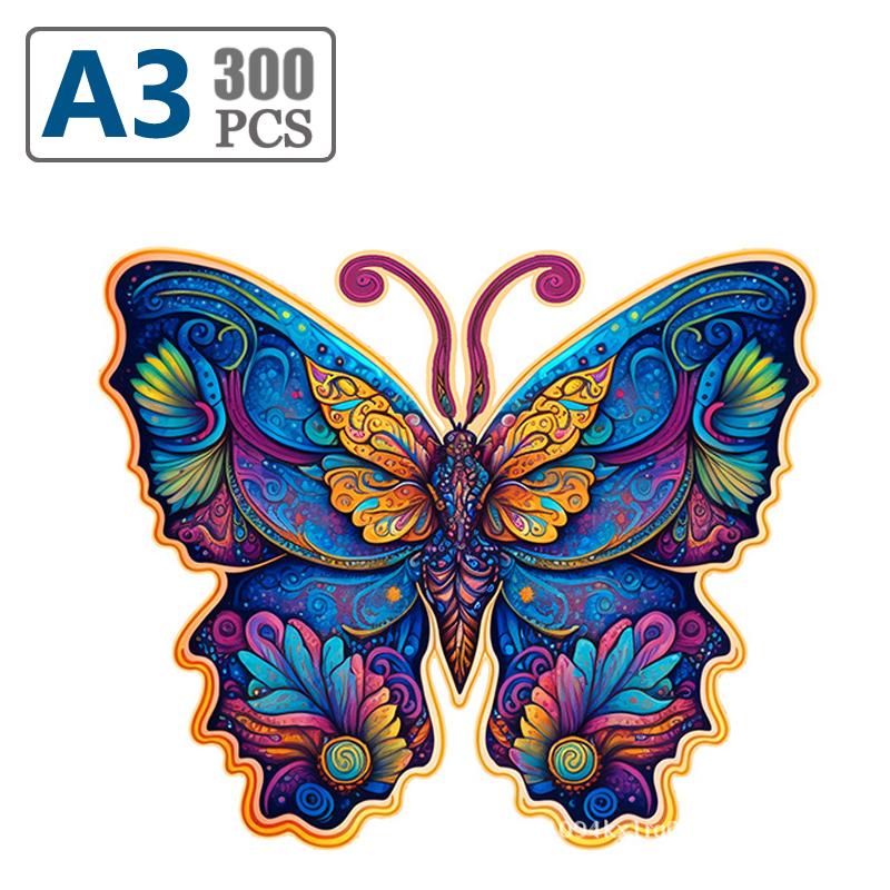 Colorful Elephant Rabbit Butterfly Wooden Puzzle 3D DIY Game Gift for Adults Kids Educational Toy Shape Board Set