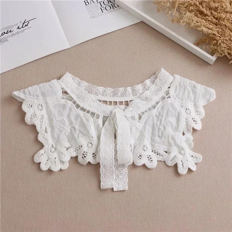 Summer Bow Tie Shawl White Fake Collars for Women Removable Dress Detachable Collar Wrap Shawl  False Collar Decor