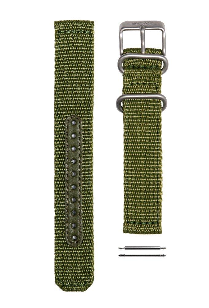 Seiko Оригинальный набор сменных ремешков из нейлона с 2 штифтами, 18 мм, модель 4K11JZ, зеленый, для SNK805K2, Импортный товар