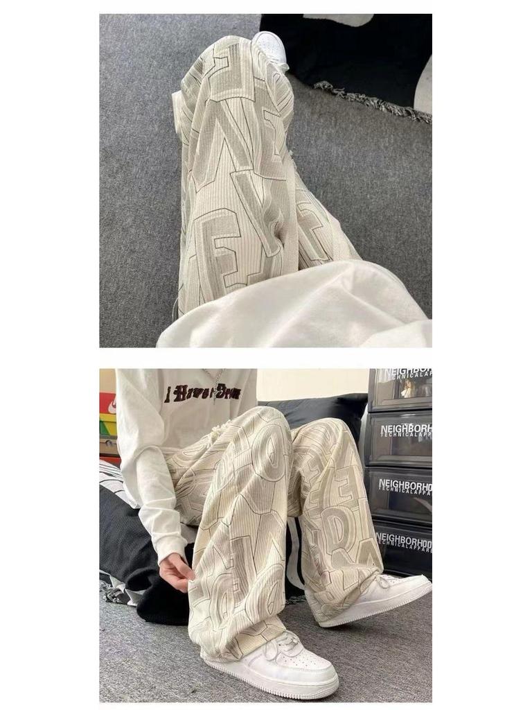 Мужские вельветовые брюки с принтом и широкими штанинами — модный повседневный стиль Гонконга