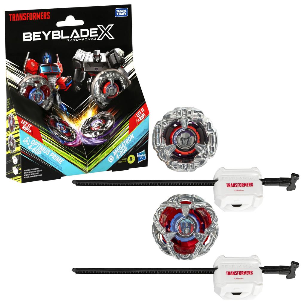 Коллаборация Beyblade X и Transformers Набор Оптимус Прайм против Мегатрона с 2 волчками 2 волчка-игрушки для мальчиков и девочек возрастом 8 4-60P 4-80B Мультипак &