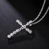 925 Sterling Silver Cross Zircon Pendant Necklace Wedding Fashion Jewelry