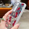 Мягкий силиконовый противоударный чехол с рисунком вишни для Samsung S25 Ultra S24 FE S23 Plus A36 A56 A16 A55 A15 A26, защитная пленка для объектива, тонкий прозрачный чехол для телефона