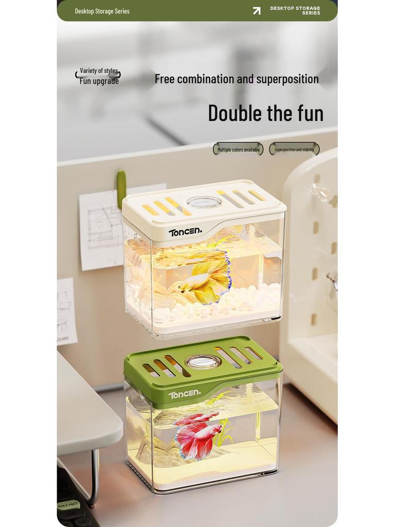 Mini Transparent Desktop Aquarium for Goldfish - Eco-Friendly Home Decor Fish Tank