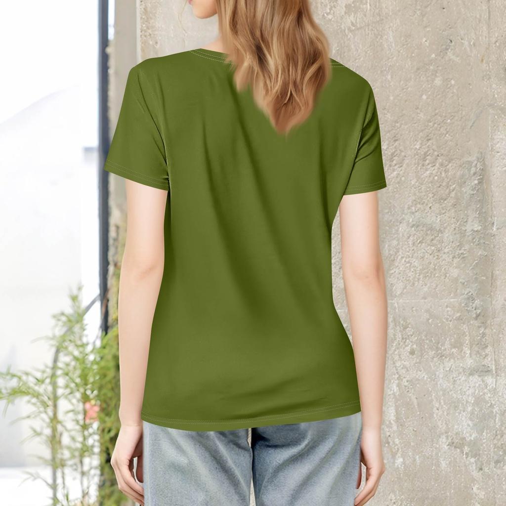 Women's Round Neck Casual Printed Short-sleeved T-shirt Top