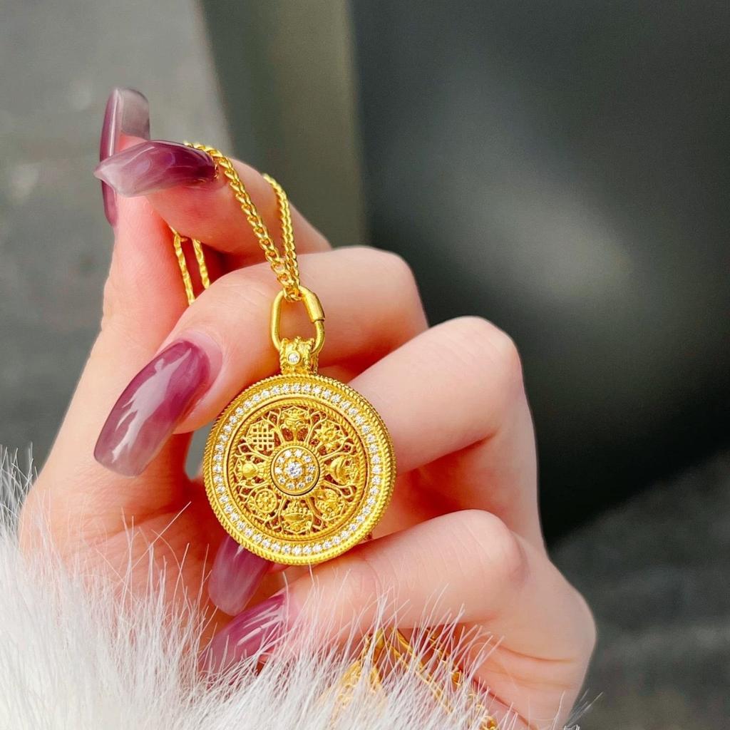Wei Necklace, Eight Treasure Compass, Diamonds, Light Luxury Retro New Chinese Style for Girlfriend