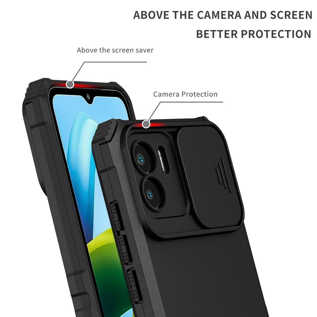 Противоударный чехол для Redmi A1 A2 8A 9A 10A 9C 9T 10C 10x слайдер объектив камеры защитный чехол для телефона подставка для Redmi Note 8 8 Pro