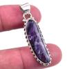 Подвеска из натурального драгоценного камня чароит, ручная работа, из стерлингового серебра 925 пробы, 1,75'' J6O67